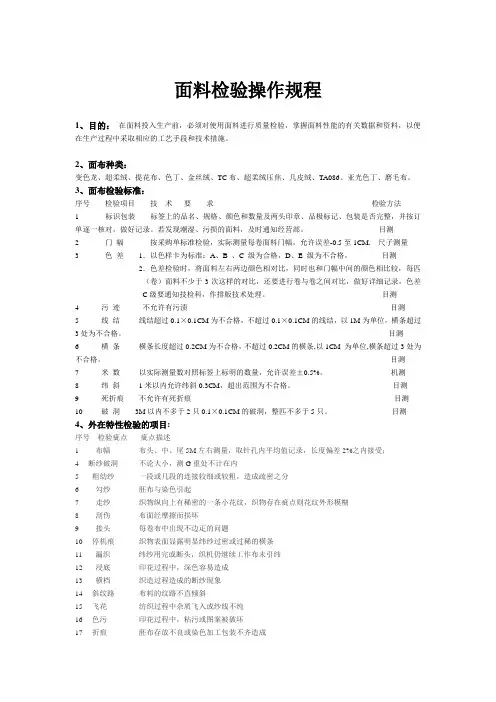 面料检验操作规程