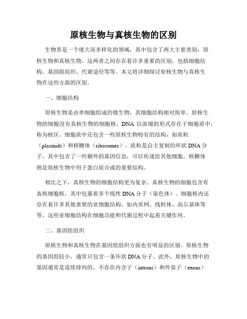 原核生物与真核生物的区别