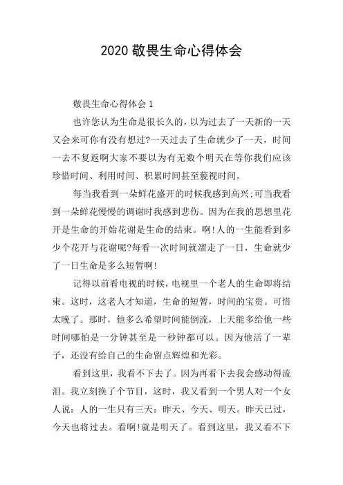 2020敬畏生命心得体会