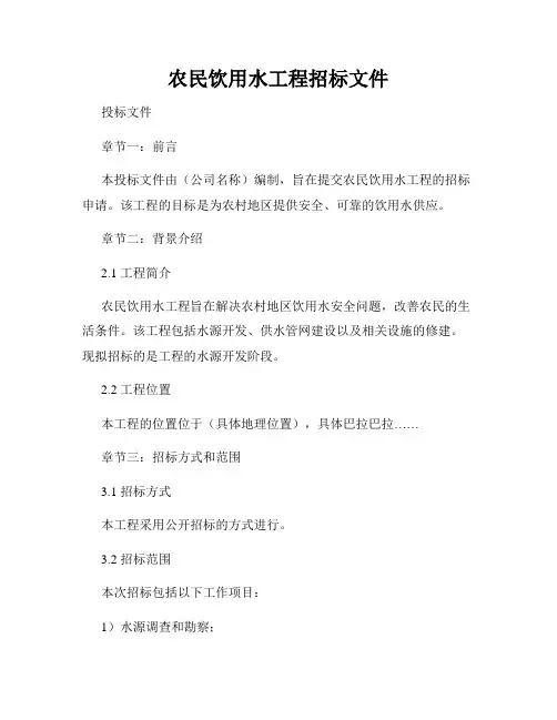 农民饮用水工程招标文件