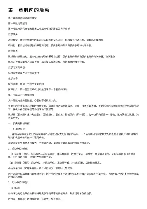 第一章肌肉的活动