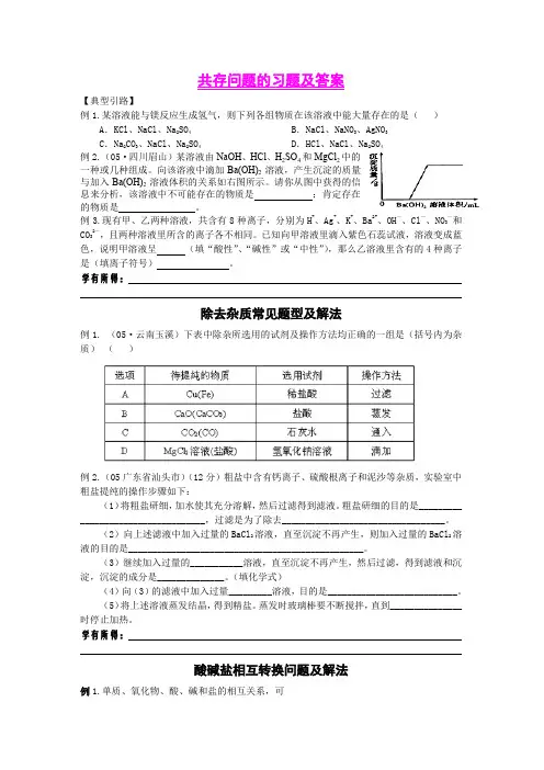 解题;共存问题的习题及答案