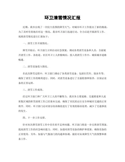 环卫清雪情况汇报