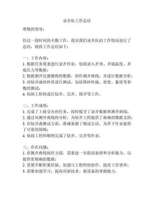 录井队工作总结