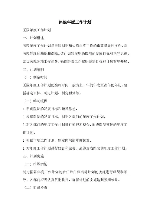 医院年度工作计划