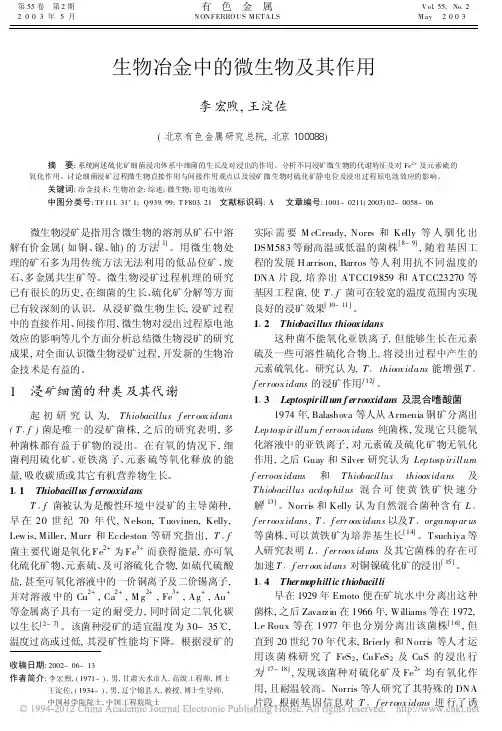 生物冶金中的微生物及其作用