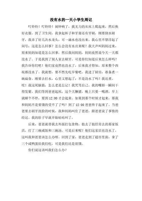 没有水的一天小学生周记