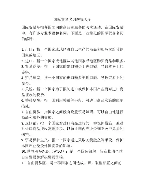 国际贸易名词解释大全