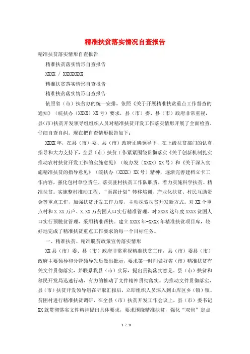 精准扶贫落实情况自查报告