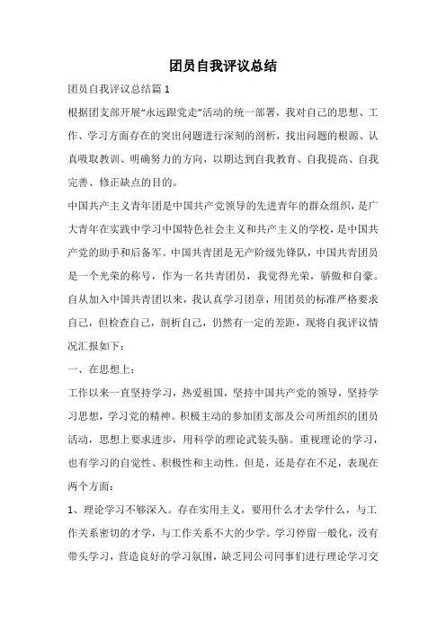 团员自我评议总结