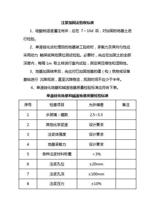 注浆加固法验收标准