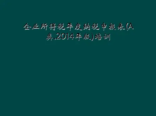 企业所得税年度纳税申报表(A类,2014年版)培训