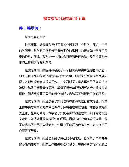 报关员实习总结范文5篇