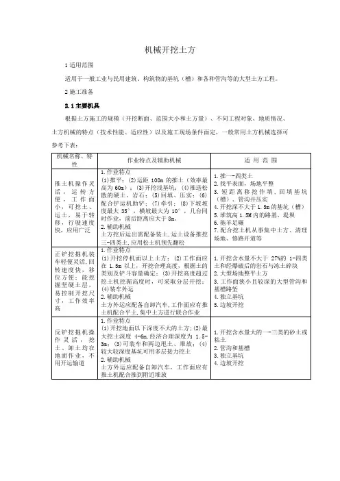 机械开挖土方施工工艺