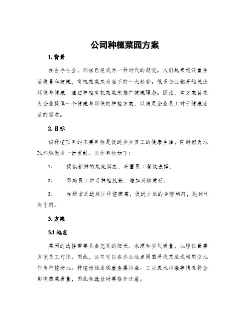 公司种植菜园方案