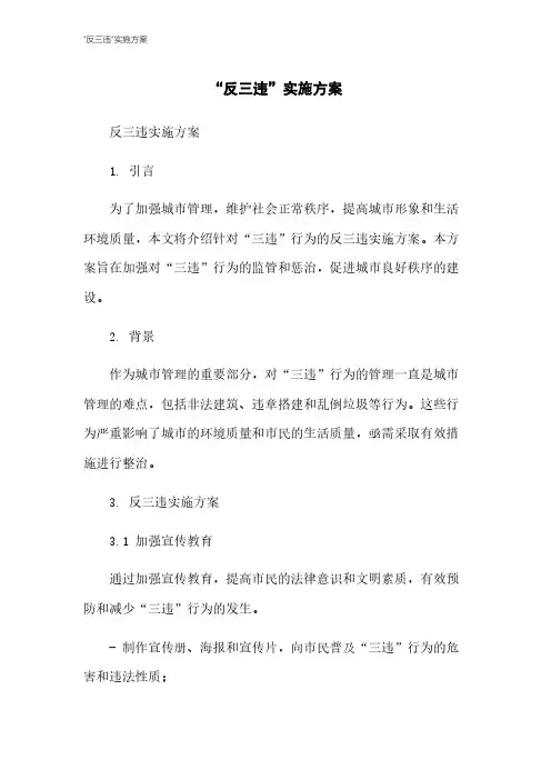 “反三违”实施方案