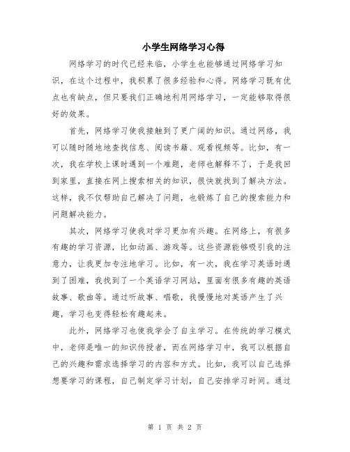 小学生网络学习心得