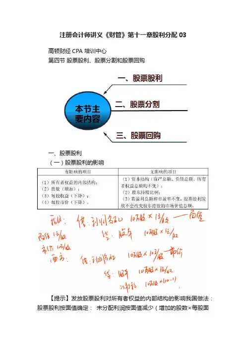 注册会计师讲义《财管》第十一章股利分配03