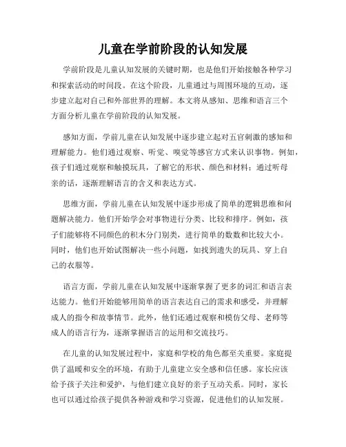 儿童在学前阶段的认知发展