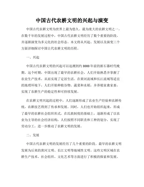 中国古代农耕文明的兴起与演变