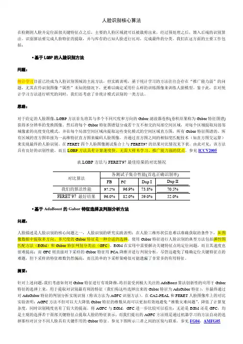 人脸识别核心算法及MATLAB代码