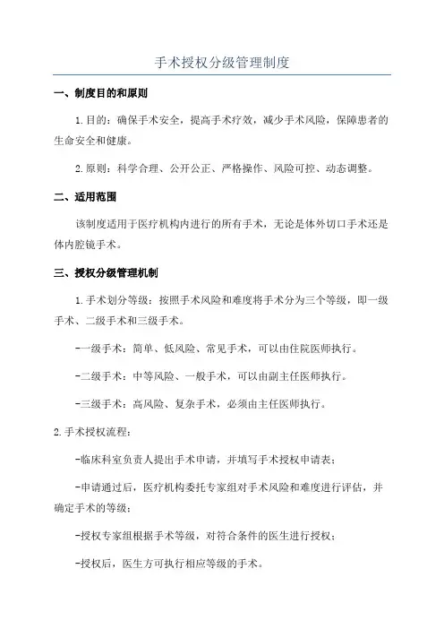 手术授权分级管理制度