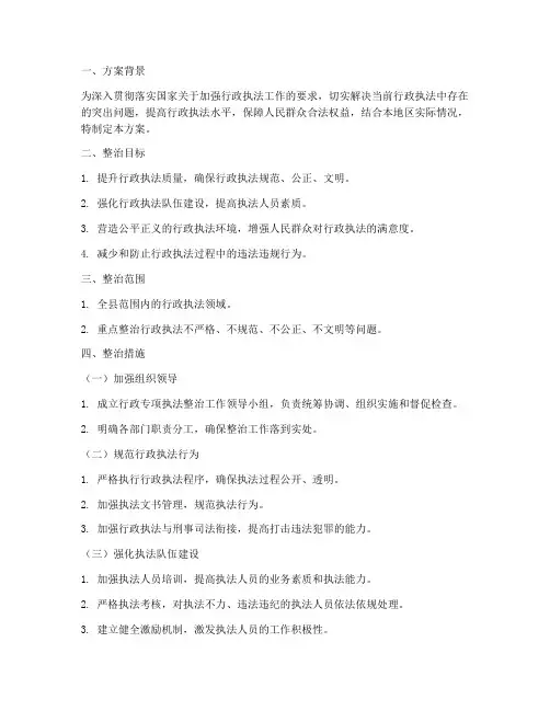 行政专项执法整治方案