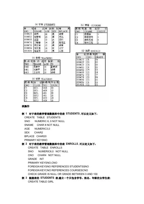 SQL语句大全实例