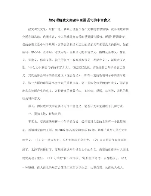 如何理解散文阅读中重要语句的丰富含义