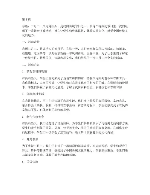 二月二的社会实践活动(3篇)