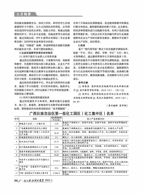 广西壮族自治区第一批化工园区(化工集中区)名单
