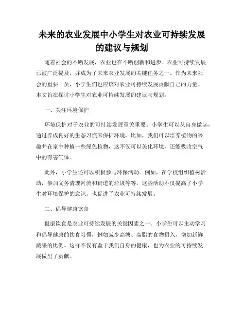 未来的农业发展中小学生对农业可持续发展的建议与规划