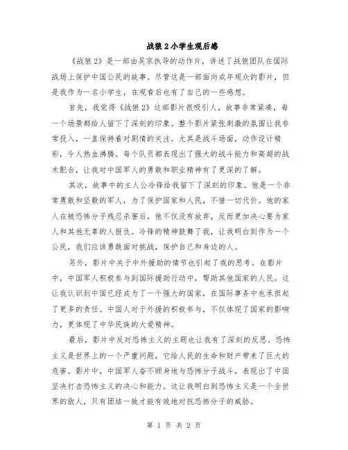战狼2小学生观后感