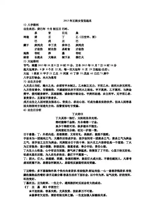 2013年王姓女宝宝起名