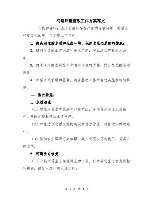 河道环境整改工作方案范文