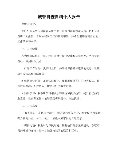 城管自查自纠个人报告