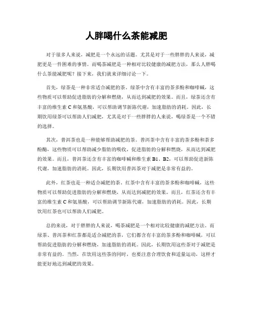 人胖喝什么茶能减肥