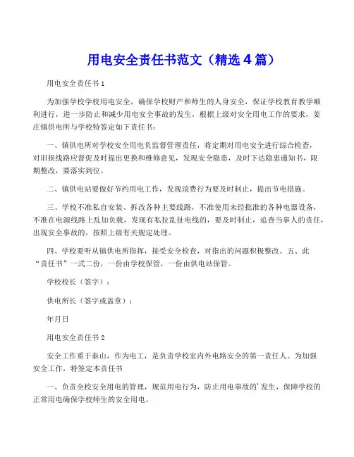 用电安全责任书范文(精选4篇)