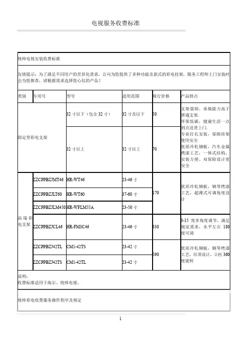 保修服务收费标准