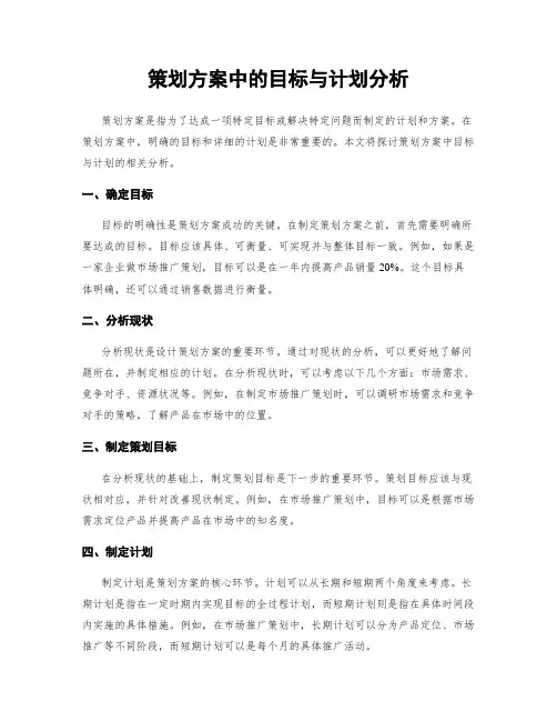 策划方案中的目标与计划分析