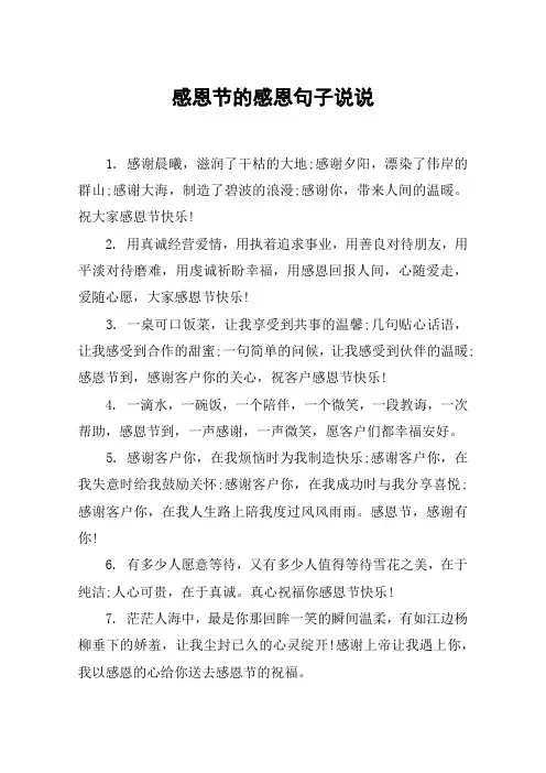 感恩节的感恩句子说说