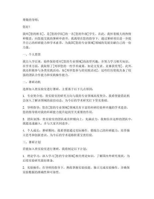 暑研申请书