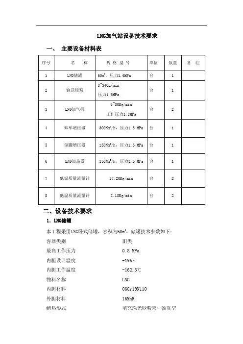 加气站LNG设备技术要求