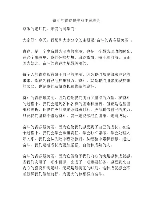 奋斗的青春最美丽主题班会