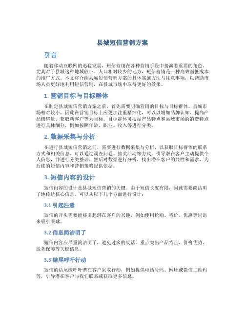 县城短信营销方案