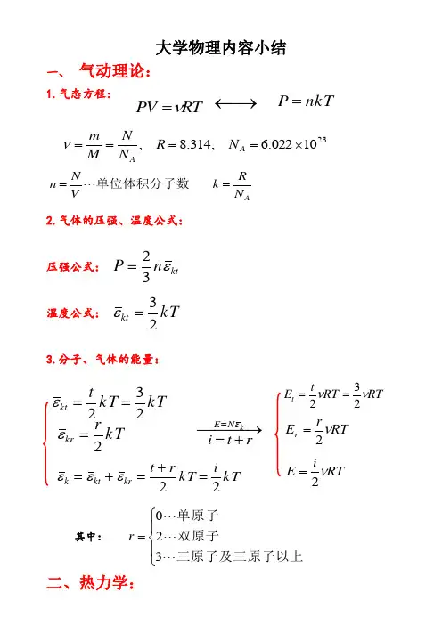 热学内容小结复习