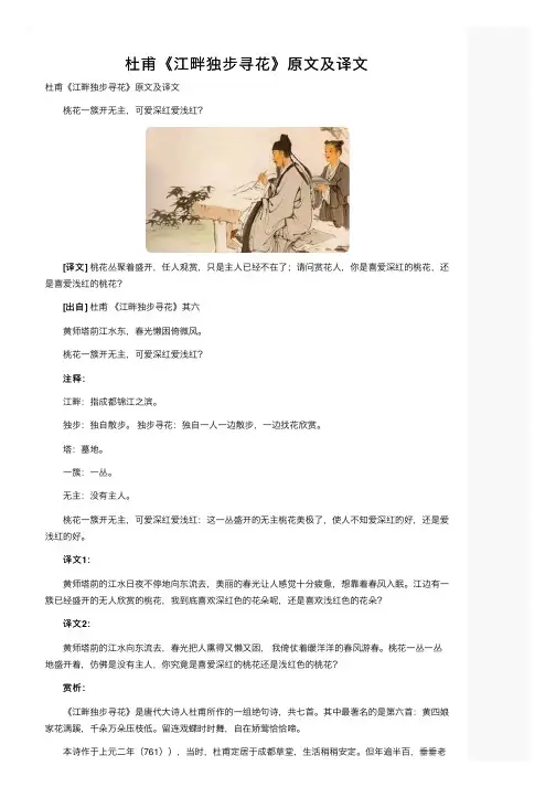 杜甫《江畔独步寻花》原文及译文