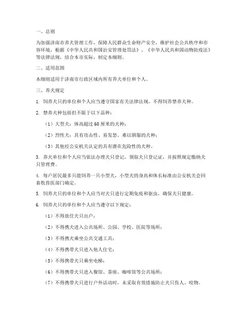 济南养犬安全管理制度细则
