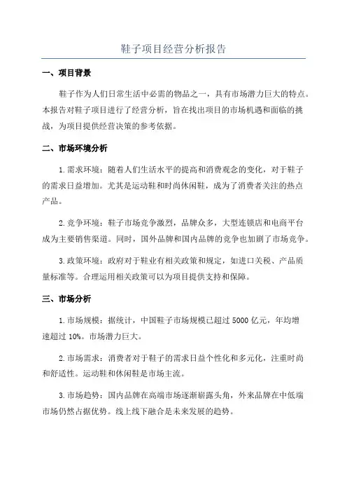 鞋子项目经营分析报告