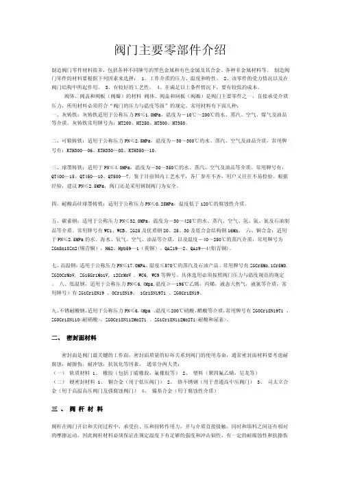 阀门主要零部件介绍
